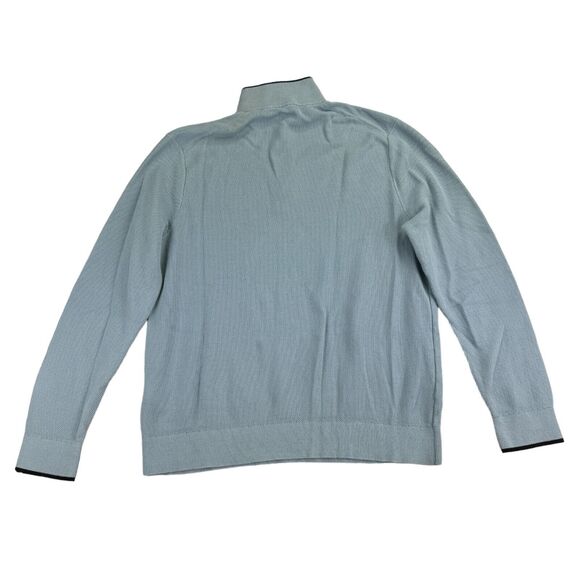 Michael Kors Mens 1/4-Zip Textured Pullover Sweater Light Blue 2XL - Picture 2 of 4